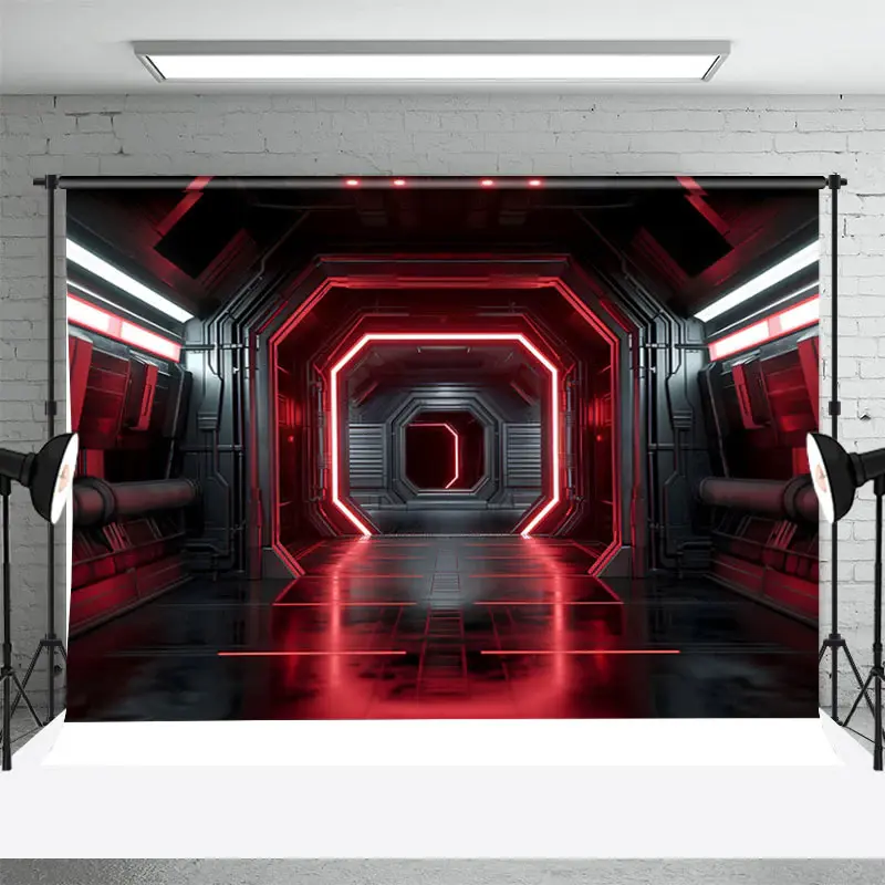 High-Tech Spaceship Red Warrior Channel Photo Backdrop - Aperturee