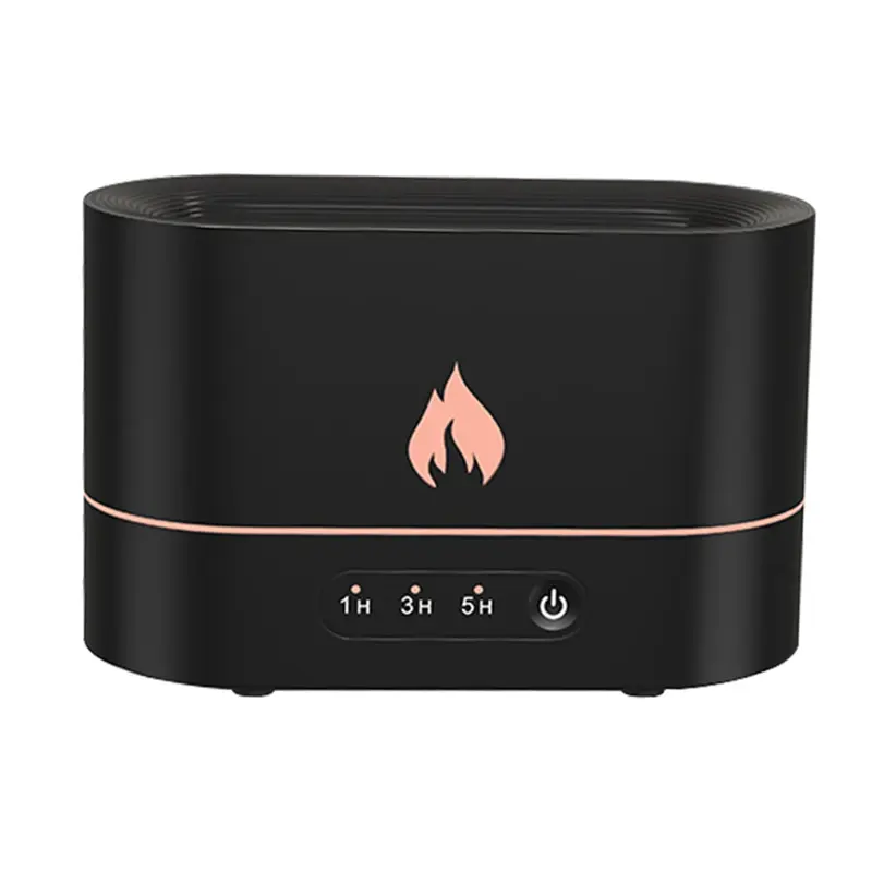 Siming Flame Aromatherapy Machine Home Bedroom Silent Atmosphere Light Humidifier Flame Diffuser Home Decor | Color: Black | ...