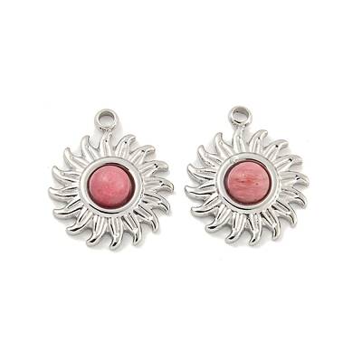 Natural Rhodonite Sun Charms