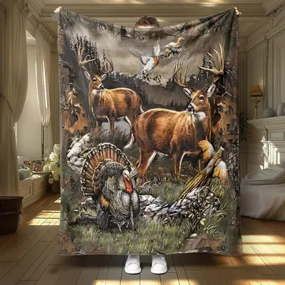 Animal Print Soft Blanket, 1 Count/2 Counts Multi-purpose Throw Blanket, Air-conditioned Room Blanket, Warm Nap Blanket for H...