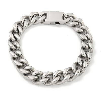 Non-Tarnish 201 Stainless Steel Cuban Link Chain Bracelets for Women and Men