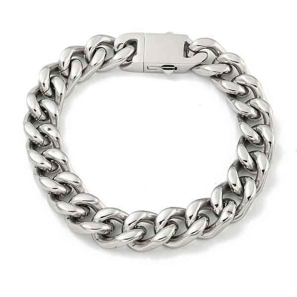 Non-Tarnish 201 Stainless Steel Cuban Link Chain Bracelets for Women and Men