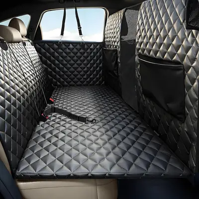 Garvee Back Seat Extender for Dogs, Hard Bottom Dog Seat Cover, Holds Up to 400 LB, Waterproof Backseat Cover Pet Hammock for...