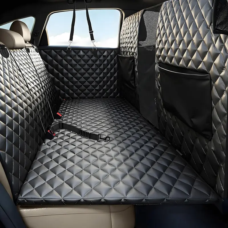 Garvee Back Seat Extender for Dogs, Hard Bottom Dog Seat Cover, Holds Up to 400 LB, Waterproof Backseat Cover Pet Hammock for...