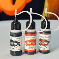 Temporary Tattoo Kit 3 Bottles ColorInks ,Stencils Kit for BodyPaint DlY Fake Tattoos for (black/red/ brown/)Makeup Cosmetic