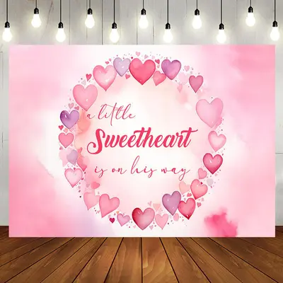 Sweet Hearts Watercolor Pink Baby Shower Backdrop - Aperturee