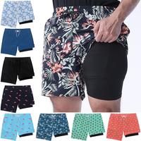 Mens Swim Trunks 2-Layer 3D Print Shorts - Quick-Dry, Drawstring Waist, Casual, Stylish, Summer Beach, Outdoors Wear,Breathab...