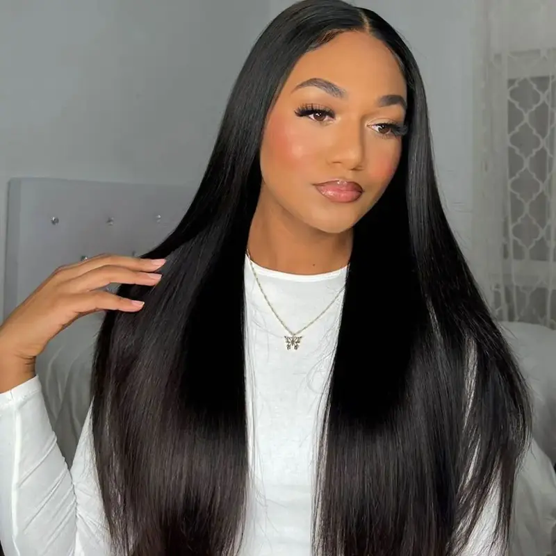 VSHOW Bleached Knots Straight Human Hair Wear Go Wigs 10x6 Pre Cut Lace Glueless Wigs For Black Women