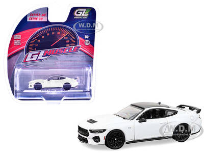2024 Ford Mustang Oxford White with Black Top GreenLight Muscle Series 30 1/64 Diecast Model Car by Greenlight