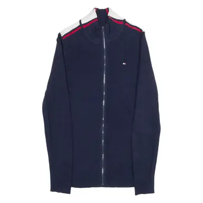 TOMMY HILFIGER Mens Cardigan Blue Tight Knit S