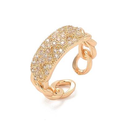 Brass Micro Pave Cubic Zirconia Open Cuff Rings