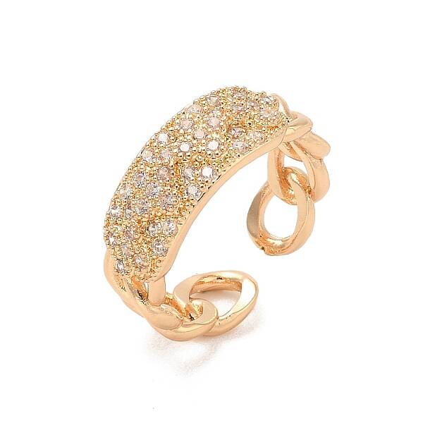 Brass Micro Pave Cubic Zirconia Open Cuff Rings