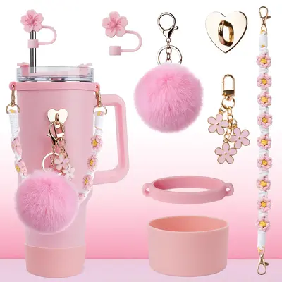 Stainless Steel Vacuum Insulated Glass Cup with Handle and Straw for Children's Gift Set, Keep Cold, Hot & Ice, Portable Drin...