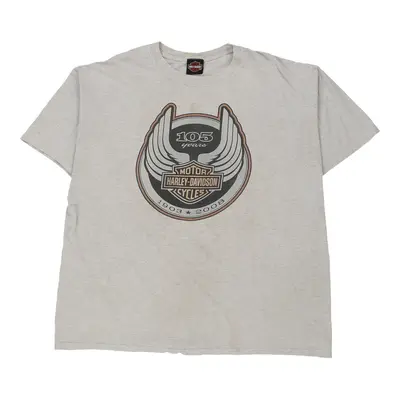 Milwaukee, Wisconsin Harley Davidson Graphic T-Shirt - 2XL Grey Cotton