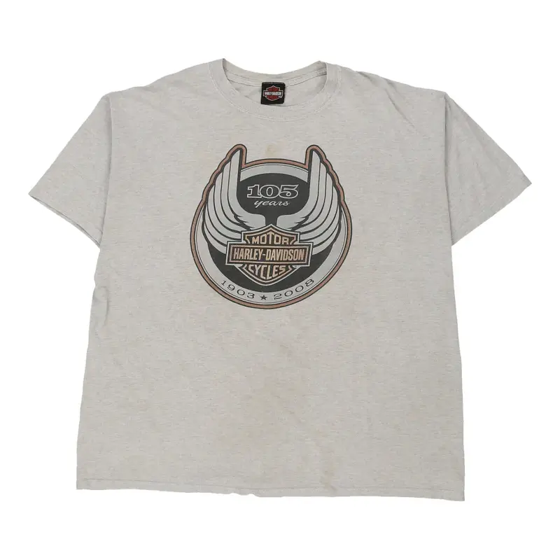 Milwaukee, Wisconsin Harley Davidson Graphic T-Shirt - 2XL Grey Cotton