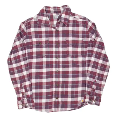 CARHARTT Womens Flannel Shirt Purple Check Long Sleeve L