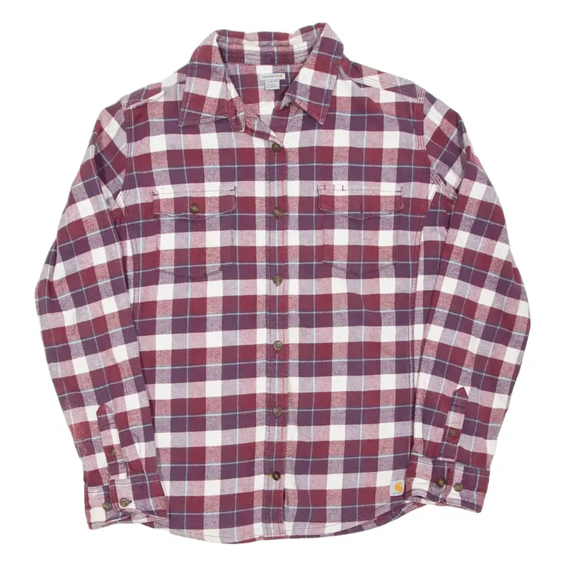 CARHARTT Womens Flannel Shirt Purple Check Long Sleeve L