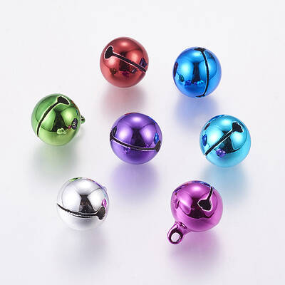 Mixed Color Round Brass Bell Pendants For Christmas
