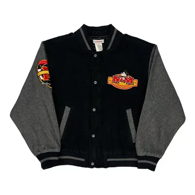 Mickey Mouse Disney Cartoon Varsity Jacket - Medium Black Wool Blend | Size: medium