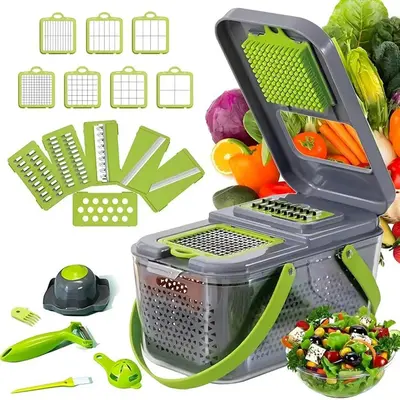 Vegetable Chopper Food Slicer Pro | 22 Pc with 13 Interchangeable Blades MultiFuctional Kitchen Gadgets for Onion, Veggie, Ch...
