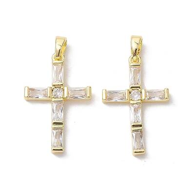 Brass Micro Pave Clear Cubic Zirconia Pendants