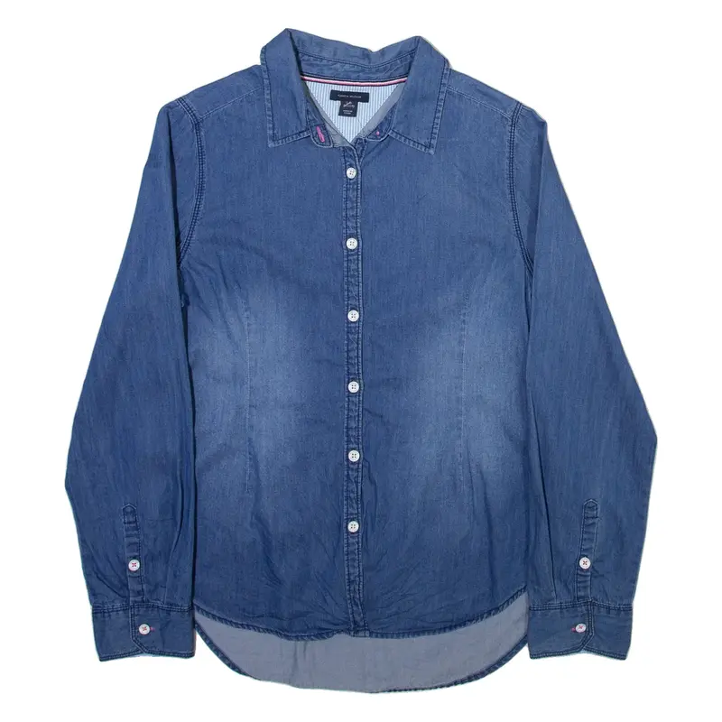 TOMMY HILFIGER Girls Plain Shirt Blue Long Sleeve L