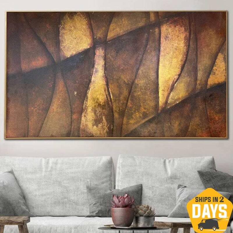 Large Abstract Brown Paintings On Canvas Original Textured Painting Modern Minimalist Art Handmade Painting | FENCE 23.6"...