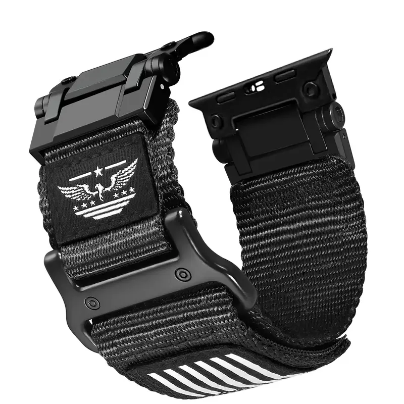 【Birthday Gift】[without watch] Durable Wearable Steel Metal Nylon Men Band for Apple Watch Ultra 2/1, Breathable Sport Lo...