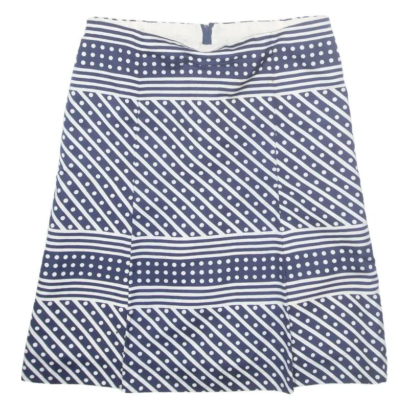 Womens A-Line Skirt Blue Knee Length Spotted M