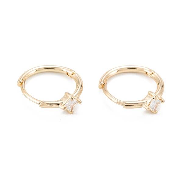 Brass Micro Pave Clear Cubic Zirconia Hoop Earring Findings