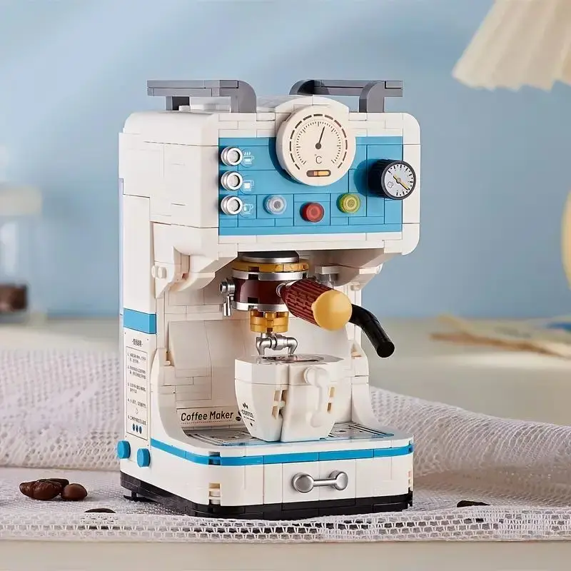 663pcs/set Coffee Maker Building Blocks, Fun Miniature Coffee Machine Building Blocks, Creative Blocks Building Toys For Kid...