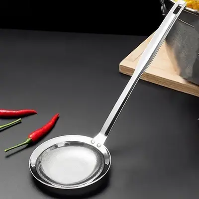 Filter Scoop SUS304 Stainless Steel Fat Skimmer Spoon Fine Mesh Strainer Food Strainer With Handle Kitchen Oil Skimmer Strain...
