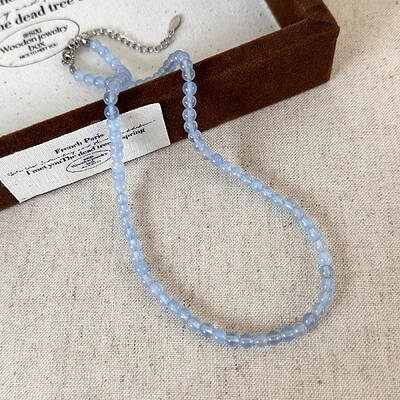 Round Synthetic Stone Beaded Necklaces for Women