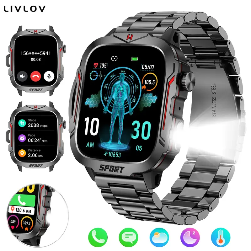 Fashion Digital Multifunctional Outdoor Fitness Tracker with LED Flashlight Smart watch with Running Pace, 420mAh Battery, An...