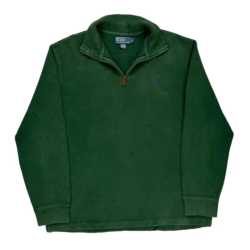 Polo By Ralph Lauren 1/4 Zip - Large Green Cotton
