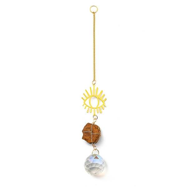 Wire Wrapped Nuggets Natural Tiger Eye Pendant Decorations