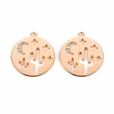 Brass Micro Pave Clear Cubic Zirconia Pendants