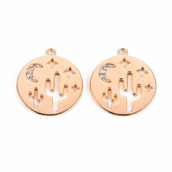 Brass Micro Pave Clear Cubic Zirconia Pendants