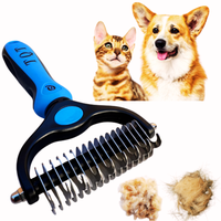 TQT Pet Grooming Brush - Double Sided Shedding and Dematting Undercoat Rake Comb for Dogs and Cats, No More Nasty Shedding or...