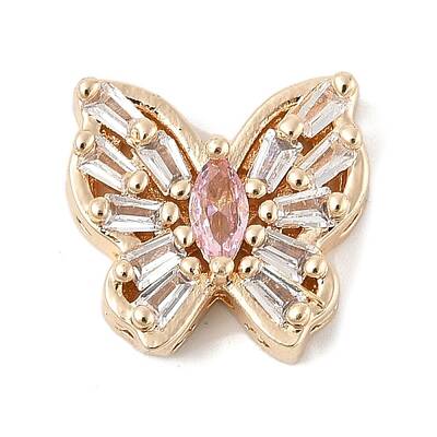 Brass Micro Pave Cubic Zirconia Beads