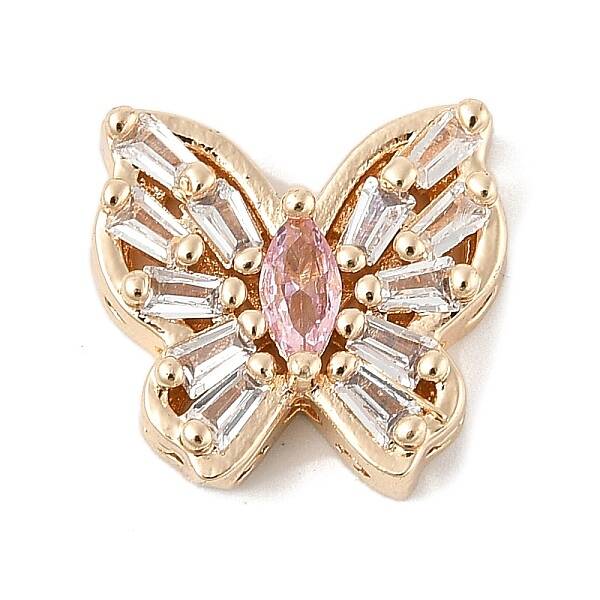Brass Micro Pave Cubic Zirconia Beads