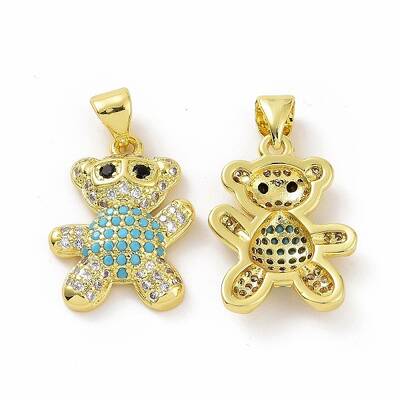 Brass Micro Pave Clear Cubic Zirconia Pendants