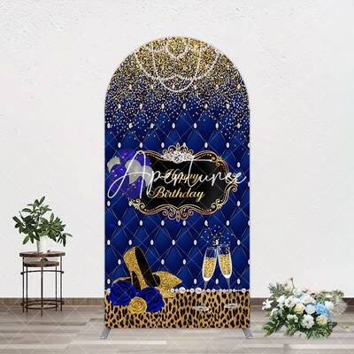 Aperturee Royal Blue Gold Glitter Rose Birthday Arch Backdrop, 1.6X4FT(0.5X1.2M), 38.18 USD, arch backdrop kit, GH0A268-A