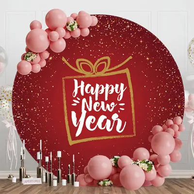 Lovely Gift Circle Happy New Year Holiday Backdrop - Aperturee