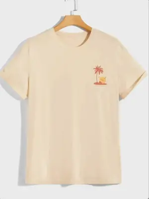 Manfinity Chillmode Men T-Shirts Fit Crew Neck Short Sleeve Graphic Tee Palm Tree Casual