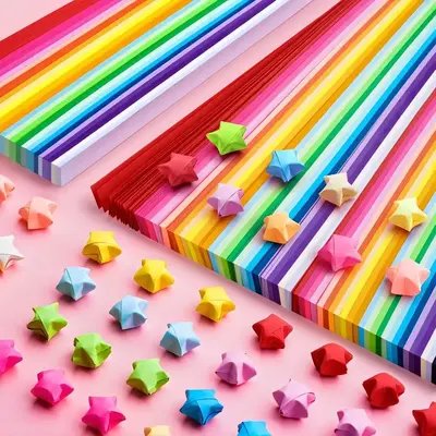 Mixed Color Origami Paper, 540pcs Strip Star Origami Papers, DIY Decorative Craft Paper for Kids & Adults, Creative Office Su...