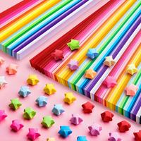 Mixed Color Origami Paper, 540pcs Strip Star Origami Papers, DIY Decorative Craft Paper for Kids & Adults, Creative Office Su...