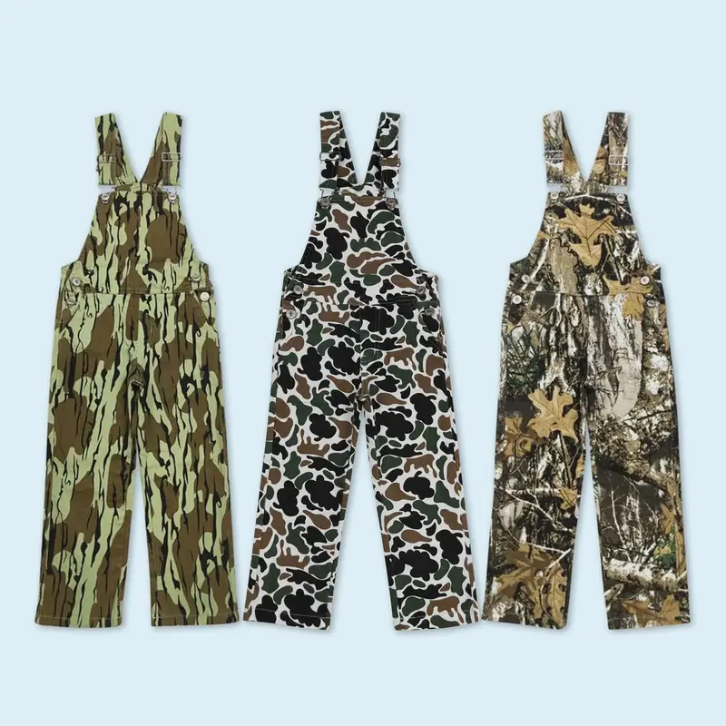 Brown camouflage gone hunting jeans overall boy denim jumpsuit