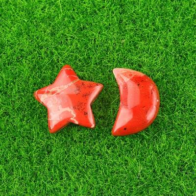 Natural Red Jasper Healing Moon & Star Ornaments