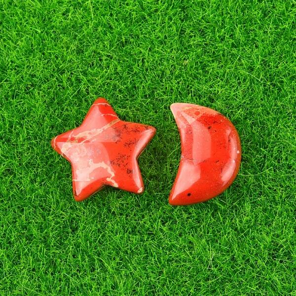 Natural Red Jasper Healing Moon & Star Ornaments